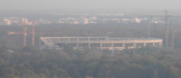 Der Neubau des neuen Waldstadions in Frankfurt / Main.  Von oben