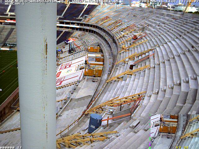 Blick der Webcam die neue Haupttribüne