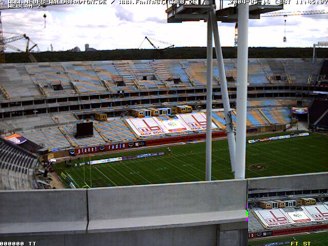 Blick der Webcam die neue Haupttribüne