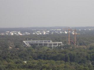 Der Neubau des neuen Waldstadions in Frankfurt / Main.  Von oben